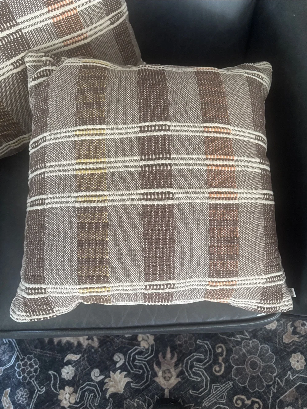 Hearth & Hand Brown and Cream Plaid Accent Pillows - Set of 2